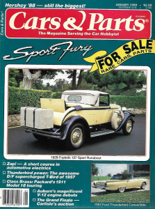 CARS & PARTS 1989 JAN - '29 FRANKLIN 137, '57 T-BIRD, 11 PACKARD, V-12